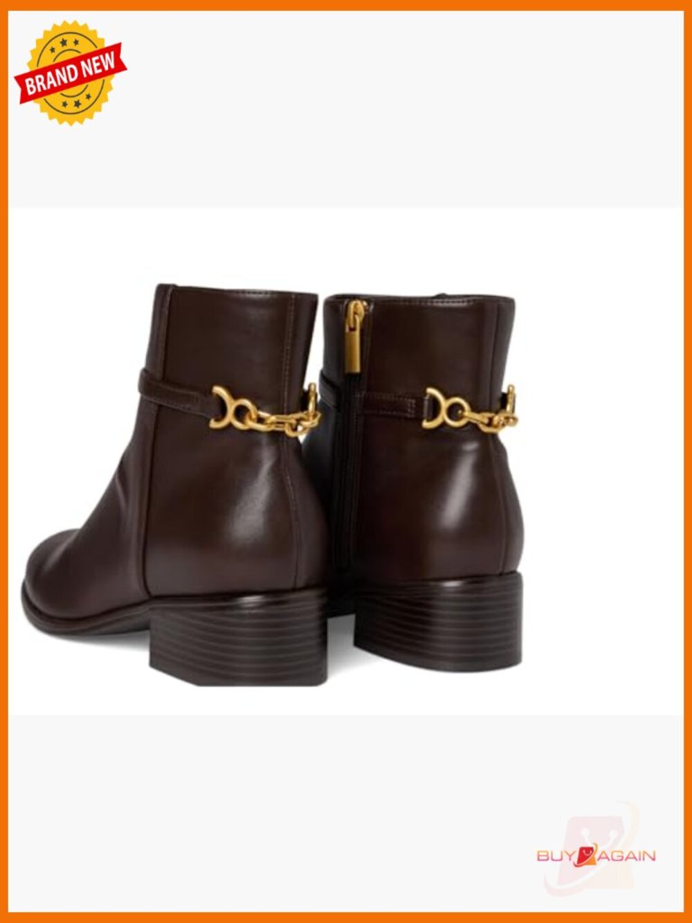 Faux Leather Ankle Booties with Block Heel and Zip Closure - Picture 6 of 7